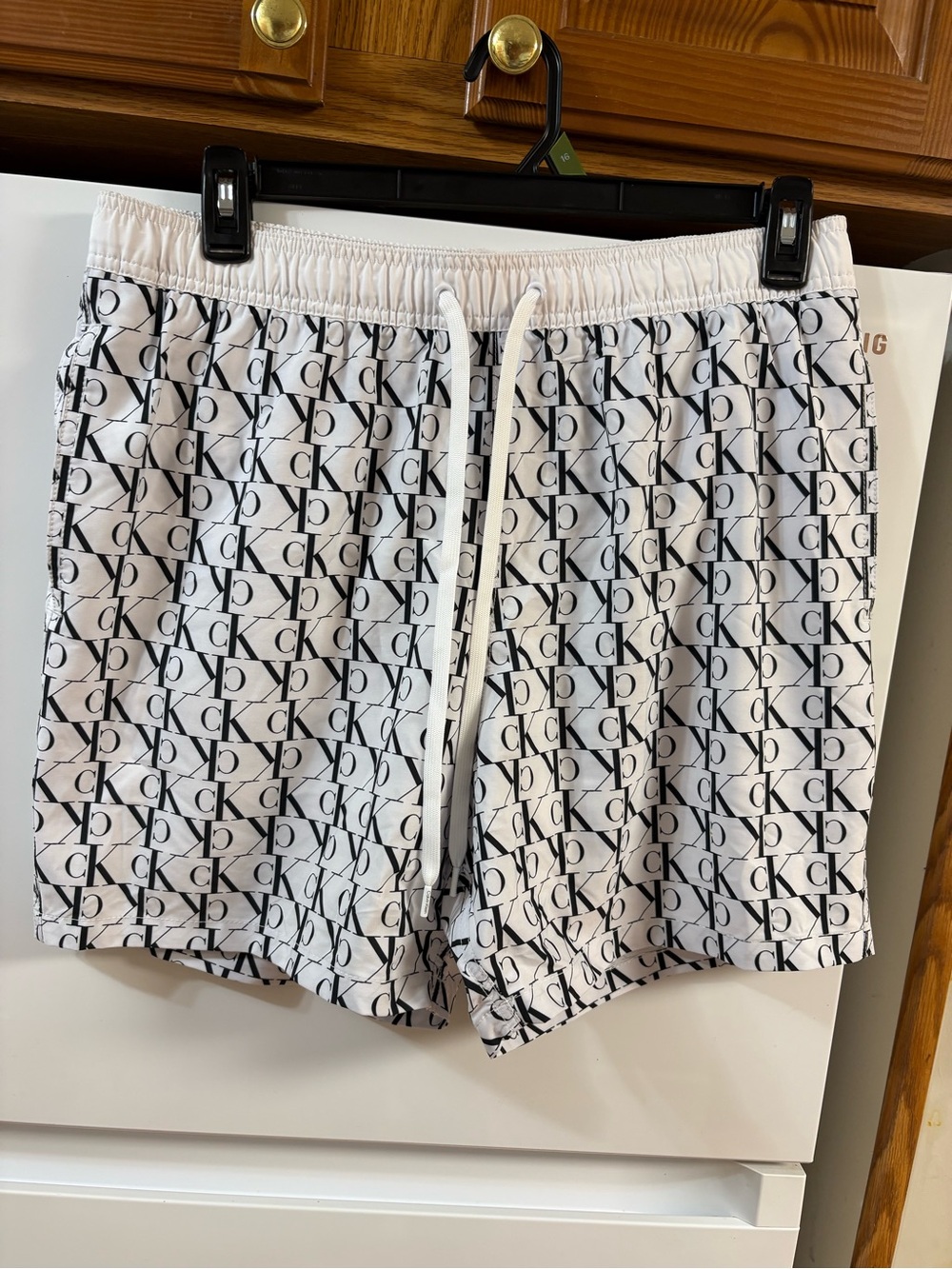 Calvin Klein White/Black CK Logo Athletic Shorts